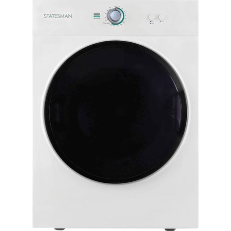Statesman TD03VFW Freestanding Compact Vented Tumble Dryer, 3kg Drying Capacity, 3 Drying Programmes, Overheat Sensor, White