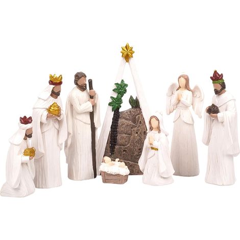 Sculpture Miniature de la Nativité de la Sainte Famille, Figurine Stable pour bébé, décoration de Table de Noël, décoration Festive pour la Maison, Figurines de la nativité de Noël (1/5)