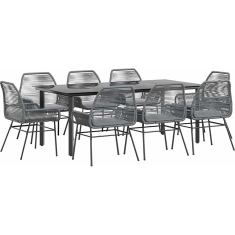 Maison Exclusive - Set da Pranzo da Giardino 9 pz con Cuscini Polyrattan Vetro