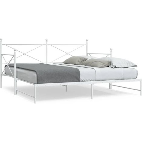 Tagesbett Ausziehbar ohne Matratze Weiß 107x203 cm Stahl
