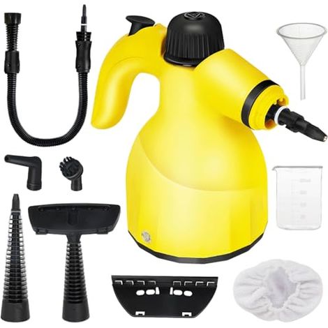 Limpiador a vapor portátil de 1000 W con 9 accesorios quitamanchas, elimina grasa, asientos de coche, ventanas y más, quitamanchas para sofás, depósito de 350 ml
