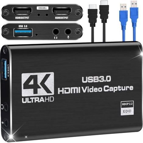 Carte de Capture HDMI 4K - Full HD 1080P - USB 3.0 - Compatible Windows et Mac OS (1/4)