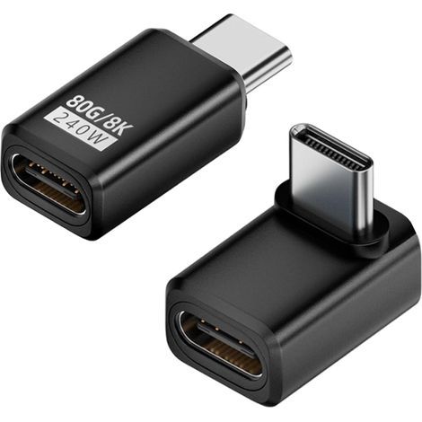 2er-Pack 80 Gbit/s 240 W USB-C-Adapter, 90-Grad-Winkelstecker (Stecker auf Buchse), USB4-Datenübertragung, Schnellladung, 8K@60Hz-Videoausgabe, für Smartphones und Notebooks mit Thunderbolt 5/4"-Ansch (1/5)