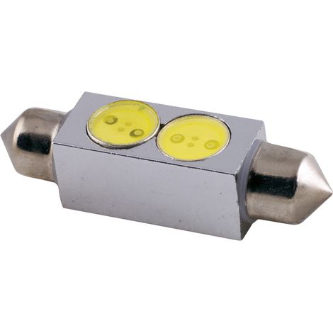 2 Ampoules Navettes 41mm - 2 LEDs - T11x41 - 12V 1W 7000K - SV8.5 - Puce SMD (1/2)