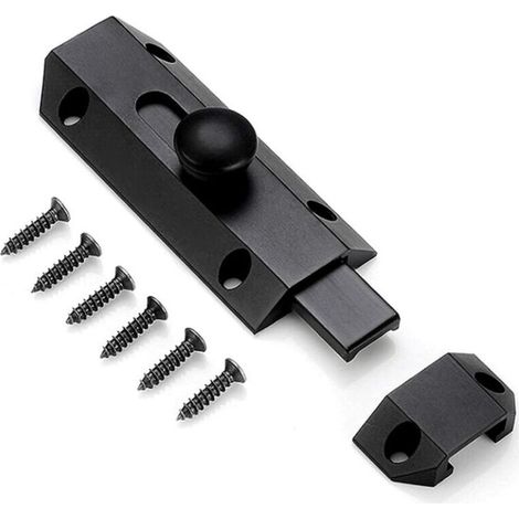 1 Loquet de verrouillage de sécurité avec targette en laiton épais pur, loquet de portail ultra résistant, noir (1/4)