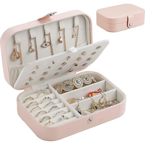 jewelry Box Travel Organizer Portable Display Storage Case For Rings Earrings Necklace Rose (1/5)
