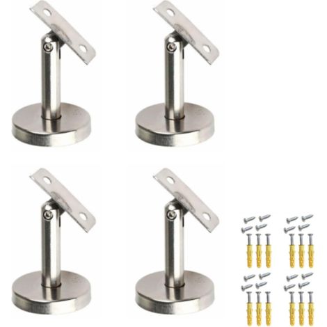 Set of 4 adjustable stair railing brackets with screws, curved plate 60 (1/5)