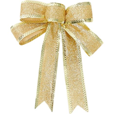 Ribbon Bow - 15 cm - Tissu Nylon Élasthanne - Décoration Arbre De Noël Guirlande Couronne Cadeau - 2 Pièces (1/5)
