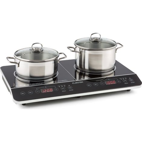 Klarstein VariCook Slim - Piano cottura a induzione a 2 zone, 3500 W, timer, 240 °C, touch