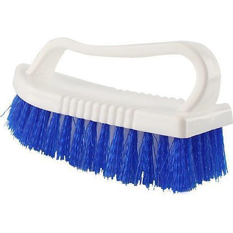 Brosse à main à récurer poils rigides poignée épaisse blanche en plastique 7,5x15x5,5 cm polyvalente pour salle de bain douche lavabo moquette 1 pièce (1/4)