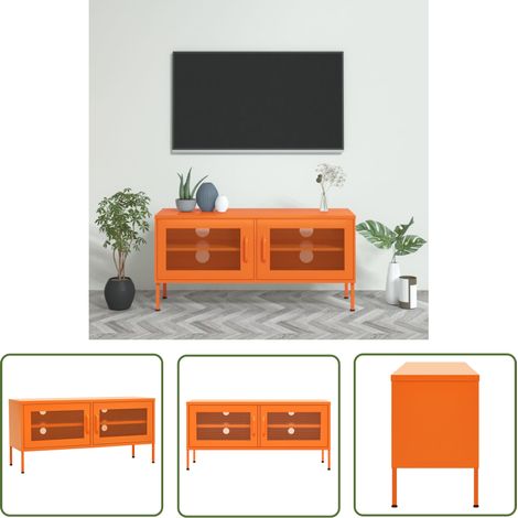 The Living Store TV-Schrank Orange 105x35x50 cm Stahl - TV Schrank - Fernsehtisch - Metallregal - Wohnzimmer Dekoration - Aufbewahrung (1/5)