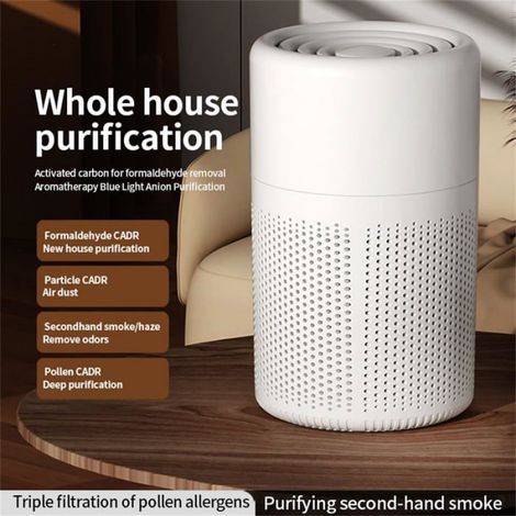 Purificateur d'air, ions négatifs, élimine les odeurs, les PM2.5, les allergènes et le formaldéhyde, portable, blanc