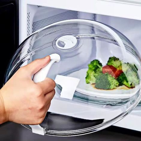 Couvercle anti-éclaboussures pour micro-ondes à haute température (200 degrés) avec poignée facile à saisir, avec plateau (1/4)