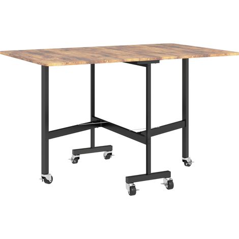 Table pliante pour jusqu'à 6 personnes, avec 6 roulettes et freins, pour petits espaces, marron (1/5)