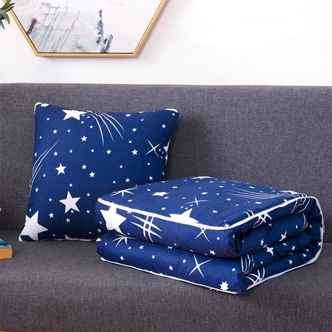 Couverture Coussin 2 en 1 - Coussin Câlin Convertible en Plaid - 100 x 150 cm - 100 % Polyester - Bleu Foncé - 1 Pièce (1/5)