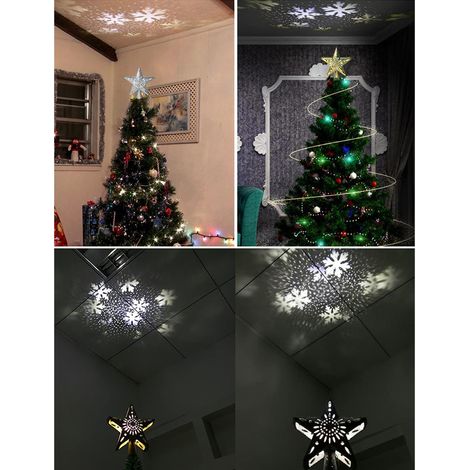 Projecteur de flocons de neige LED en forme d'étoile pour sapin de Noël (1/5)