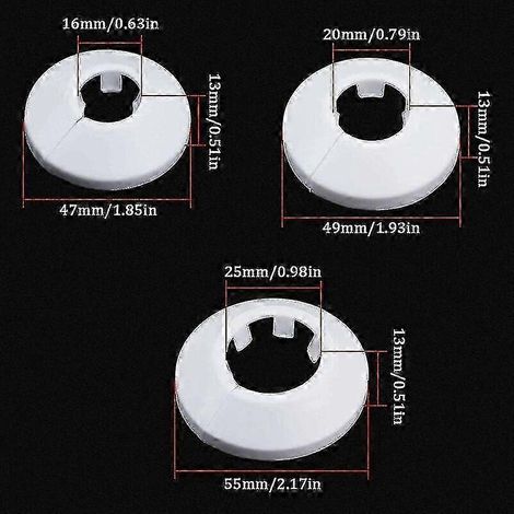 Embellecedor de tubo para radiador, para tubería de calefacción por radiador, cubierta de orificio de pared o suelo, 16 mm / 20 mm / 25 mm, 24 piezas, triomphe (blanco), edición 0618