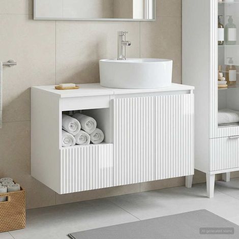 vidaXL Bathroom Furniture Set 2 pcs High Gloss White Engineered Wood (1/5)
