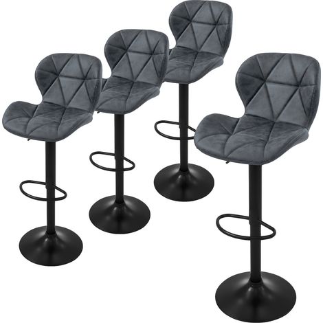 ML-Design Barhocker 4er Set, Bezug aus Kunstleder, Anthrazit, Gepolsterter Barstuhl mit Rückenlehne und Fußstütze, Tresenhocker höhenverstellbar, 360° drehbar, Bistrohocker Hocker Drehstuhl Barstühle