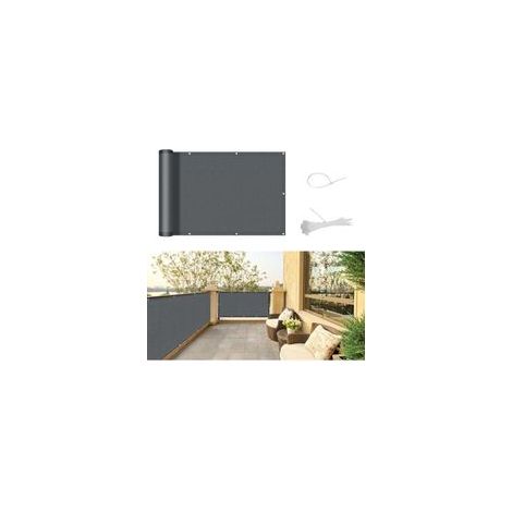 Store pour balcon 90 x 300 cm – Rideau occultant anti-regard, protection UV, résistant au vent et imperméable – Pour terrasse, jardin, balcon ou patio – Fixation par câbles – Gris anthracite (1/5)