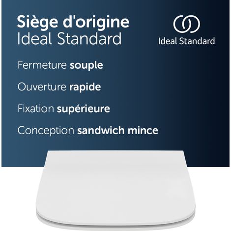 Ideal Standard i.life B Abattant WC fin, frein de chute fermeture amortie, en duroplast robuste, Kit chernières inclus, 360x450x45 mm - Blanc (1/7)
