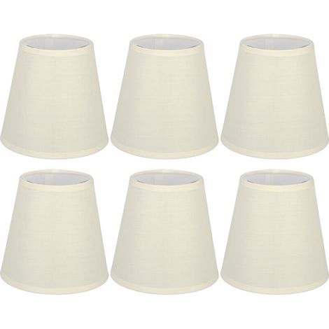 Lot de 6 Abat-Jour Tissu Crème E14 pour Applique Murale et Lustre, Décoration Intérieure Élégante
