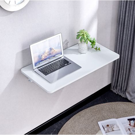 Table murale pliante pour petits espaces, MDF blanc, charge 30 kg DESVIAE (1/5)