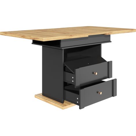 Mesa de comedor extensible 110-140x80 cm para 4-6 personas con almacenaje negra HOMVRA (1/5)