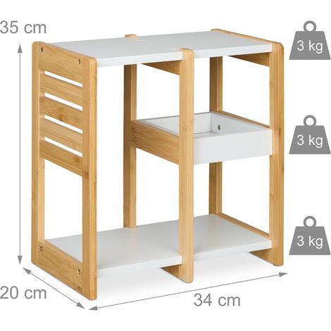 Scaffale portaoggetti compatto a 3 livelli 30 x 20 x 90 cm ideale per piccolo bagno e cucina in bambù naturale 130016455