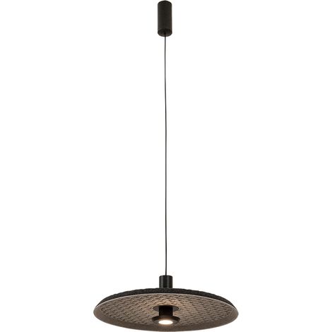 Suspension Luminaire Acoustique LED D450 13W IRC95 Noir et Gris ZAMBELIS 25176 - Blanc chaud - 3000K