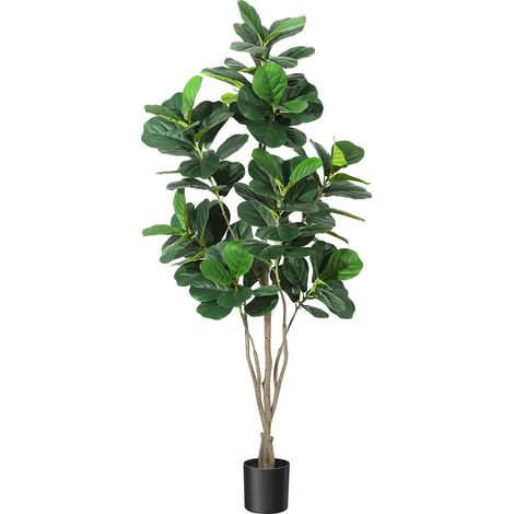 Figuier lyre artificiel réaliste, faux ficus lyrata (feuilles de violon) - Feuillage PEVA/soie - Pot en ciment lesté - Déco intérieur/extérieurérieur salon, bureau - 180cm (1/5)