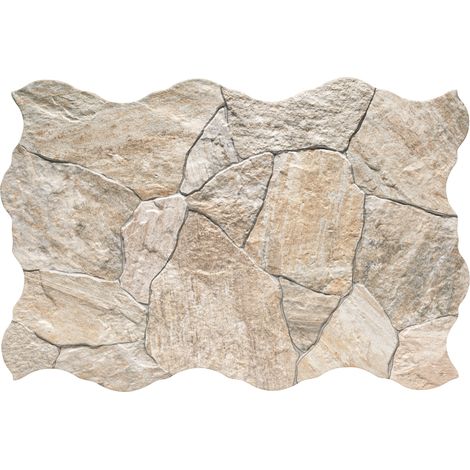 Carrelage effet parement galets beige 44x66 cm – Grès cérame émaillé – Parement pierre naturelle pour façades et murs intérieurs (1/5)