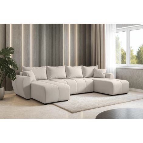 AX LIVING Malatya U Couch mit Schlaffunktion Wohnlandschaft Beige