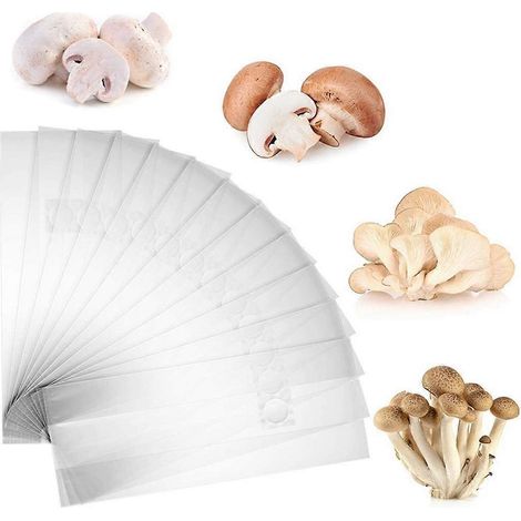 100 sacs de culture de champignons, sacs à mycélium épais, 6 sacs de 15 x 35 cm, filtre de 0,2 micromètre, respirants et autoclavables. (1/4)