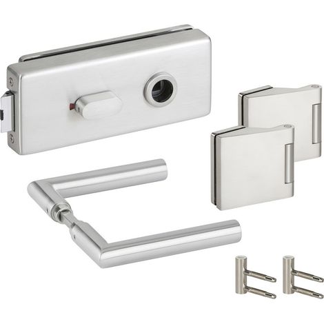 HERMAT Ganzglastürschloss-Set GENOVA 6086U/6325/1802/HZ, Edelstahl