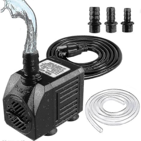 Pompe miniature submersible silencieuse de 8 W pour fontaine extérieure, débit de 600 l/h (150 GPH), avec tuyau de 1 m (3,3 pi). (1/5)