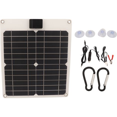 Kit de panneaux solaires 15W, chargeur de batterie monocristallin étanche à double sortie pour voiture, bateau, remorque RV 5V 12V blanc.