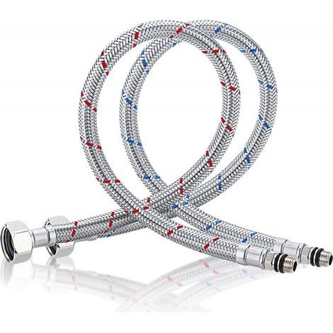 Tuyau de Raccordement Flexible Robinet en Acier Inoxydable pour Eau Chaude et Froide Mitigeur Robinet de Evier Cuisine 80cm (1/4)