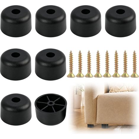 piedini per mobili neri, piedini rotondi per mobili, 50 x 30 mm, piedini in plastica per armadi, gambe per divani, facili da installare e resistenti all'umidità. (1/5)