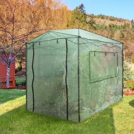 Serre de Jardin Portable avec 2 Larges Fenêtres Observation Tente pour Plantes Porte Enroulable à Double Fermeture Éclair 180 x 250CM (1/5)