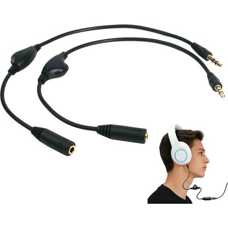 3,5-mm-Klinkenstecker-Verlängerungskabel mit Lautstärkeregler, vergoldetes Stereo-Audiokabel, kabelgebundenes Verlängerungskabel für PC-Headset, Smartphone, Tablet, Kopfhörer und Lautsprecher (1/5)