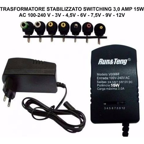 TrAdE Shop Traesio - Alimentatore 3a 15w Trasformatore Stabilizzato Switching Regolabile Universale -
