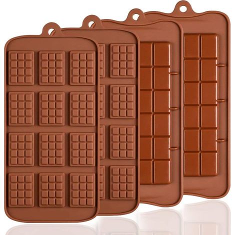 Lot de 4 moules en Silicone pour Chocolat, Senhai 2 Types d'Break Apart antiadhésif Candy Protéines et Energy Bar Moule à Plaque de Cuisson …