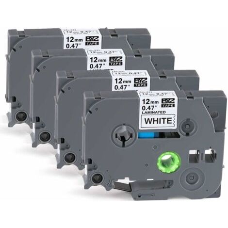 4 x Etikettenkassette, Schwarz auf Weiß, 12 mm x 8 m, kompatibel mit Brother P-Touch Etikettendruckern PT-E100, PT-E200, D200, D210, H100, P300BT, 1010, 1090, 110CH, 1230PC (1/5)