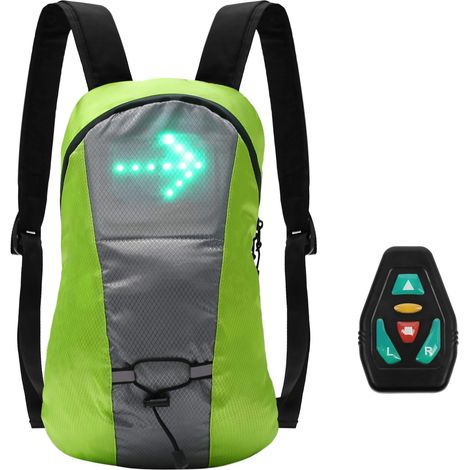 Leichter, reflektierender Rucksack mit USB-aufladbarem, kabellosem LED-Lichtsignal und Richtungsanzeiger für Radfahren, Laufen, Spazierengehen und Joggen