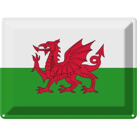 Plaque métallique 30x40 cm Drapeau du Pays de Galles Fête d'anniversaire Armoiries (1/5)