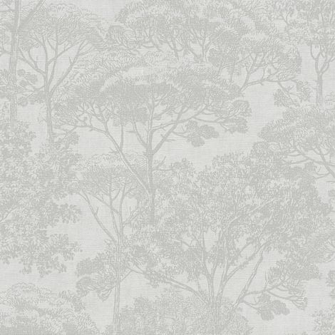 Papier peint gris clair arbre idéal salon & salle de bain Tapisserie grise claire arbre cuisine Papier peint intissé vintage chambre (1/6)