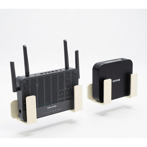 Étagère murale pour routeur, blanc crème, avec 2 supports — support sans perçage pour box internet et décodeur (1/5)