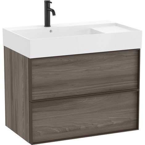 Pack meuble unik "INSPIRA" 800 - 2 tiroirs + lavabo plan en fineceramic - Magnolia - Roca (1/2)
