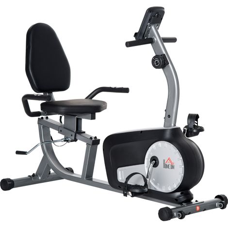 Vélo d'appartement, vélo couché magnétique avec 8 niveaux de résistance réglables, avec écran lcd, poignées de fréquence cardiaque et roues, capacité de charge de 110 kg